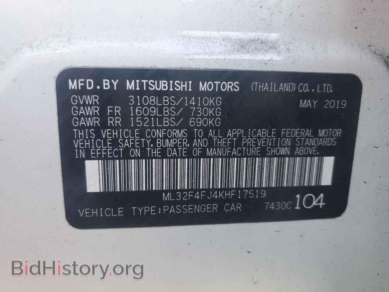 2019 MITSUBISHI MIRAGE - VIN: ML32F4FJ4KHF17519 - Фото 12