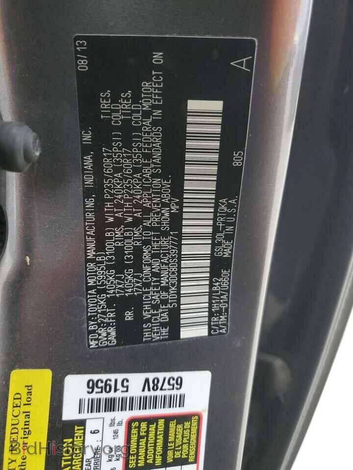 2013 TOYOTA All Models - VIN: 5TDYK3DC8DS397771 - Photo 13