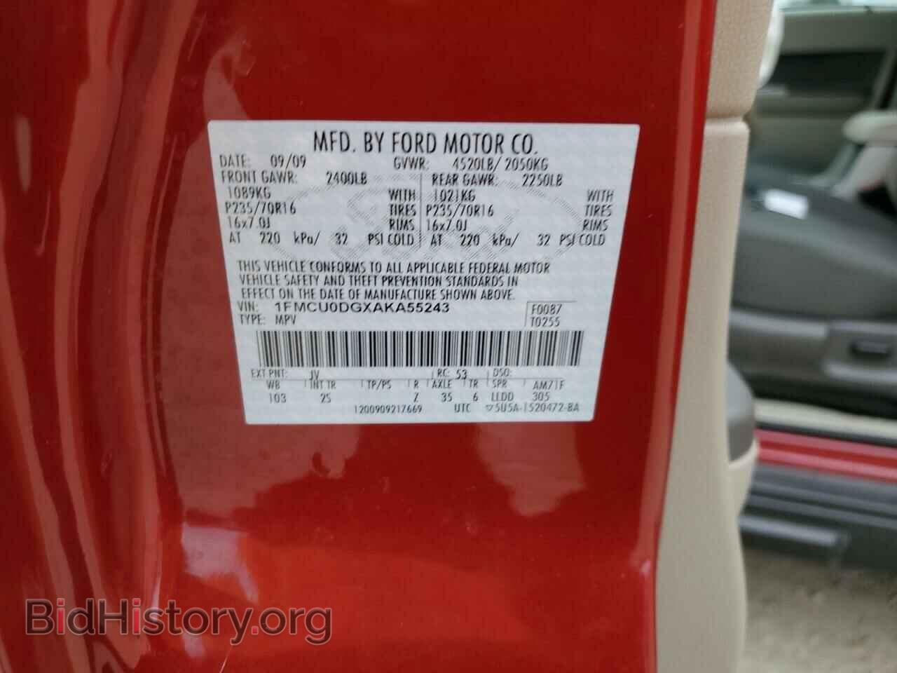 2010 FORD ESCAPE - VIN: 1FMCU0DGXAKA55243 - Фото 14