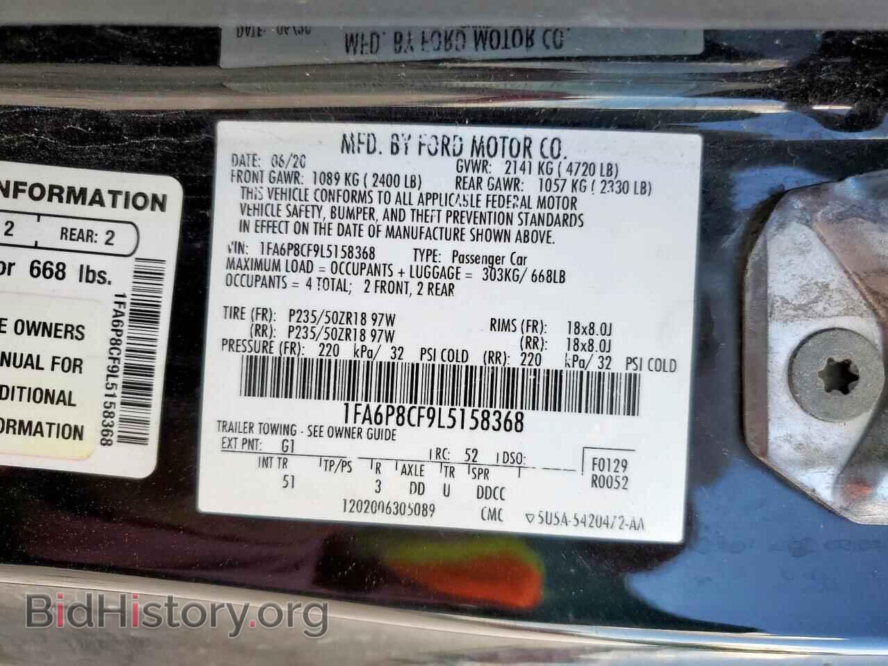 2020 FORD MUSTANG - VIN: 1FA6P8CF9L5158368 - Фото 12