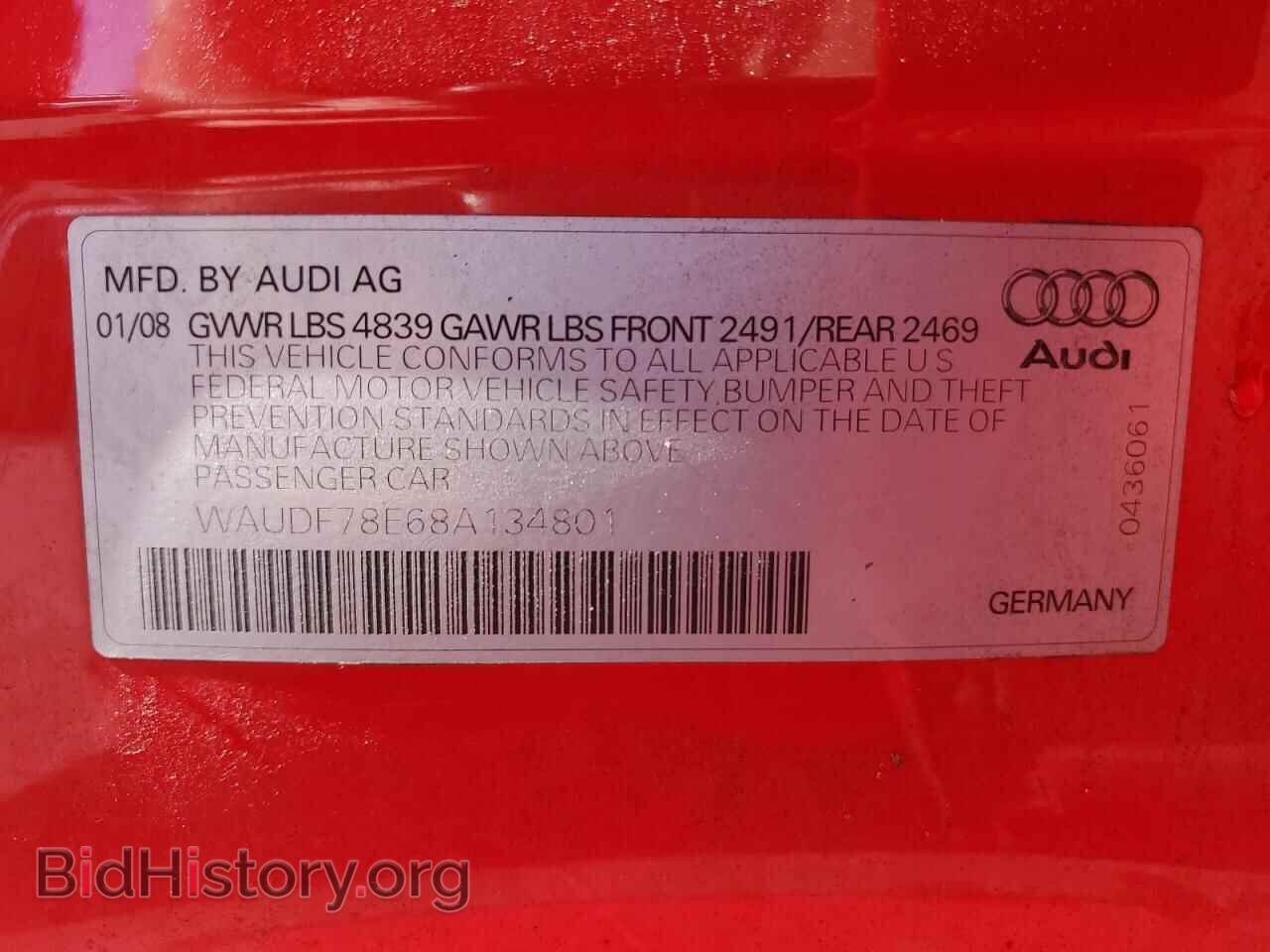 2008 AUDI A4 - VIN: WAUDF78E68A134801 - Фото 12
