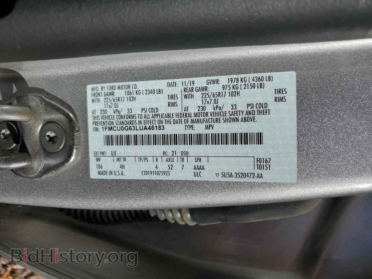 2020 FORD ESCAPE - VIN: 1FMCU0G63LUA46183 - Photo 13