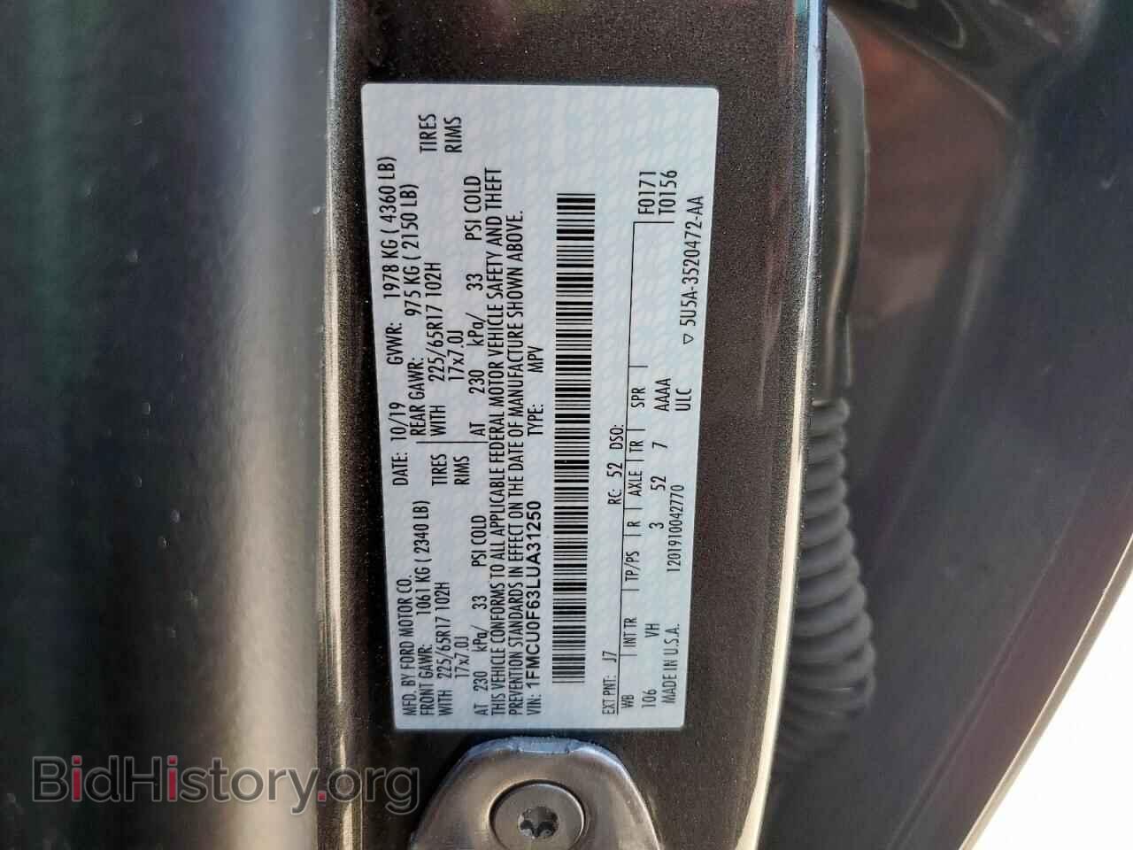 2020 FORD ESCAPE - VIN: 1FMCU0F63LUA31250 - Photo 13
