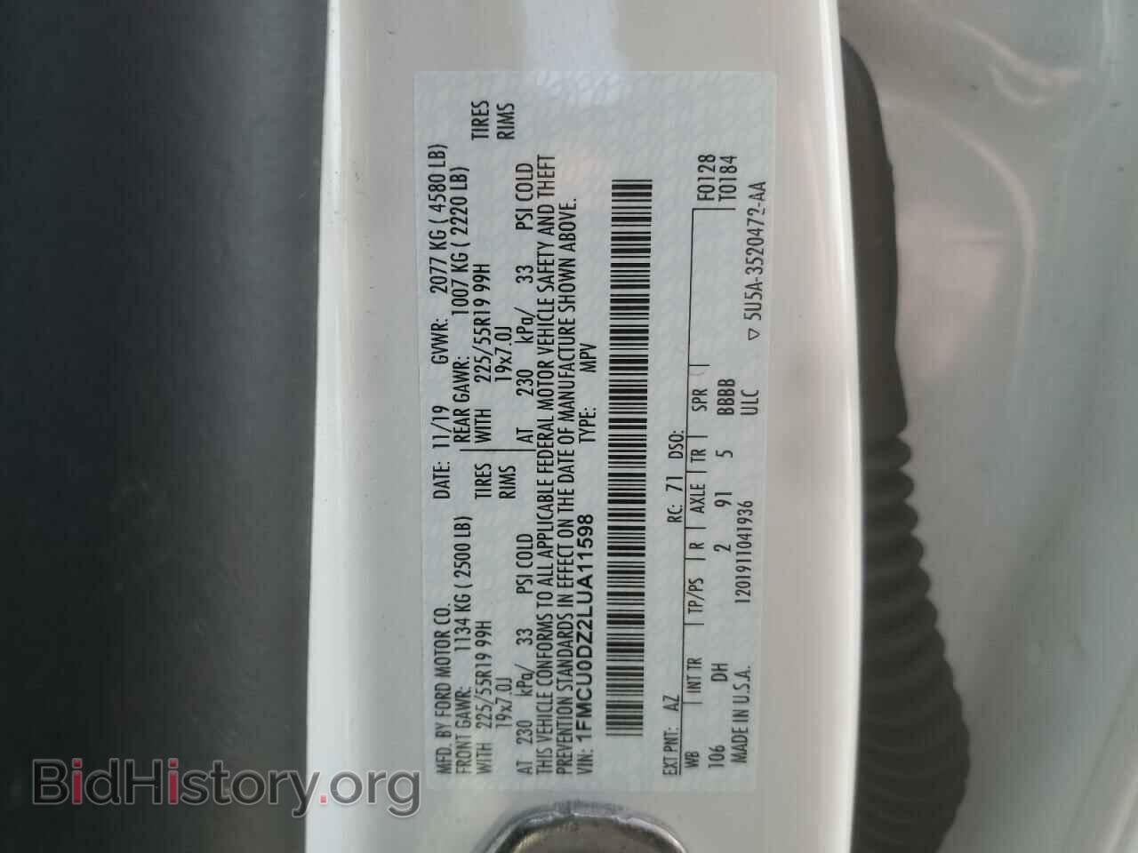 2020 FORD ESCAPE - VIN: 1FMCU0DZ2LUA11598 - Photo 14