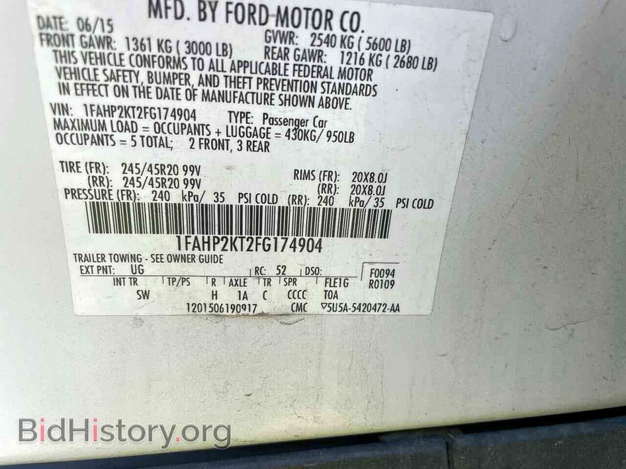 2015 FORD TAURUS - VIN: 1FAHP2KT2FG174904 - Фото 10