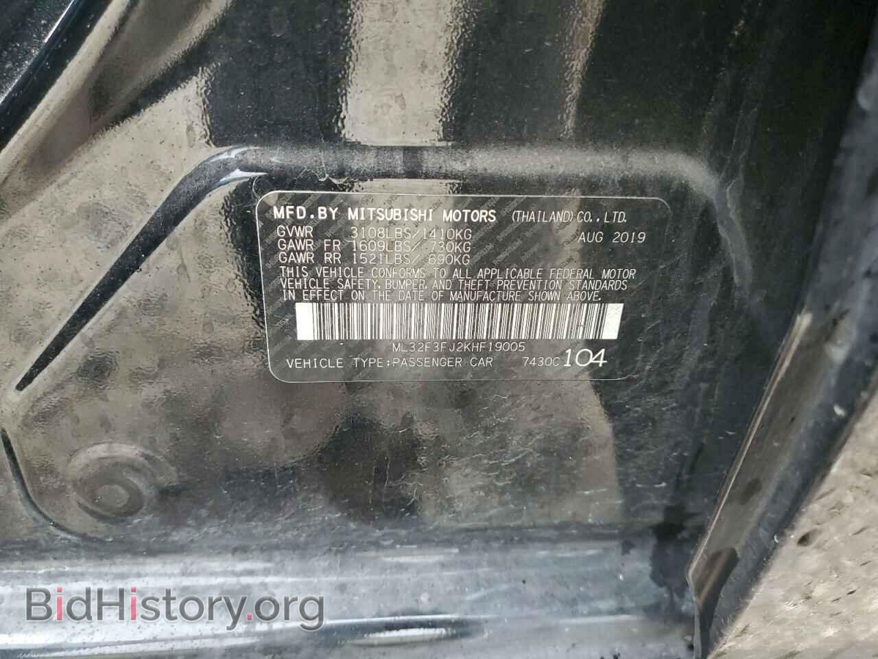 2019 MITSUBISHI MIRAGE - VIN: ML32F3FJ2KHF19005 - Фото 12