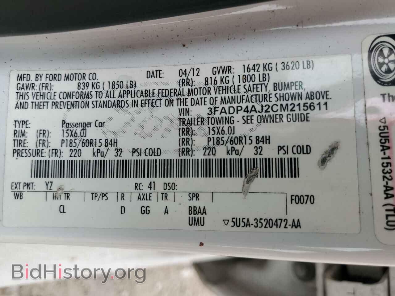 2012 FORD FIESTA - VIN: 3FADP4AJ2CM215611 - Фото 12