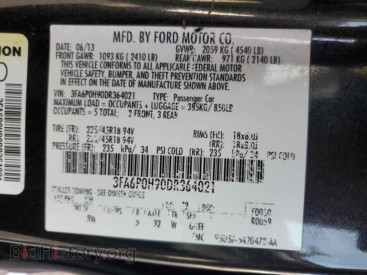 2013 FORD ALL Models - VIN: 3FA6P0H90DR364021 - Photo 12