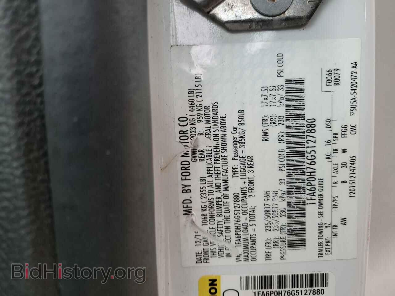 2016 FORD FUSION - VIN: 1FA6P0H76G5127880 - Фото 12