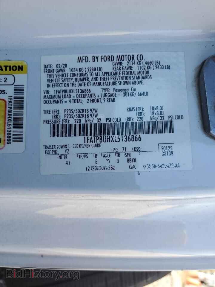2020 FORD ALL Models - VIN: 1FATP8UHXL5136866 - Фото 12