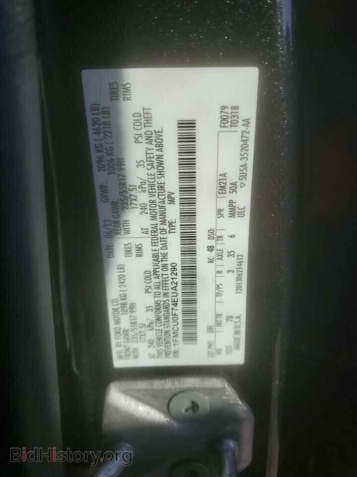 2014 FORD ESCAPE - VIN: 1FMCU0F74EUA21290 - Фото 13