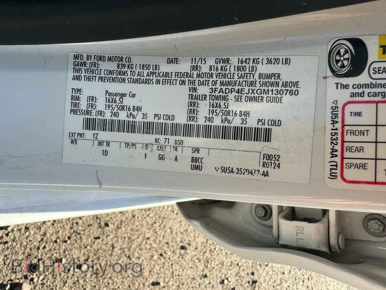 2016 FORD FIESTA - VIN: 3FADP4EJXGM130760 - Фото 10
