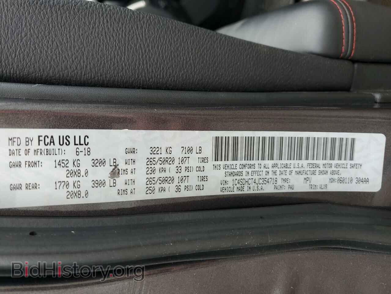 2018 DODGE DURANGO - VIN: 1C4SDHCT4JC354718 - Photo 13