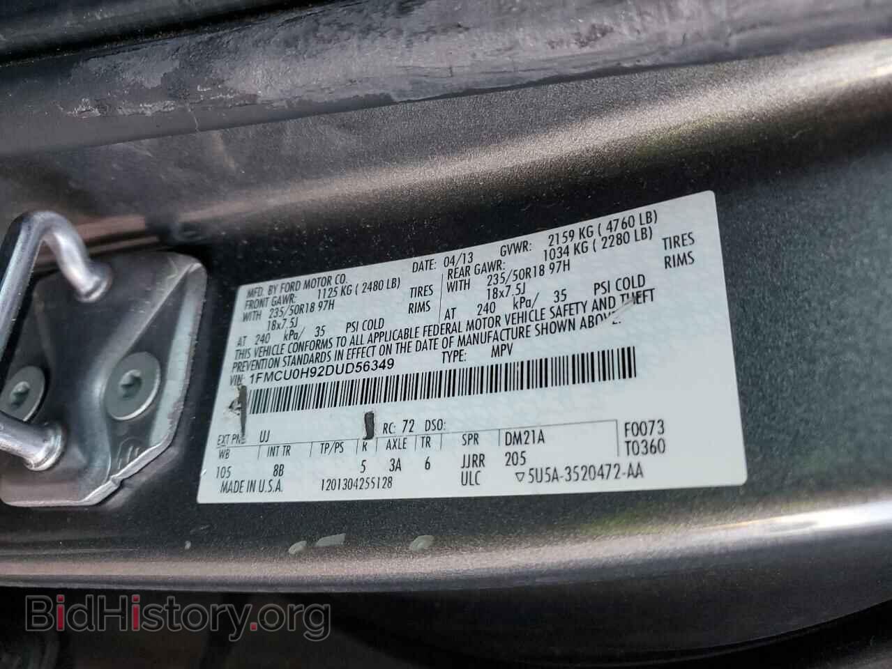2013 FORD ESCAPE - VIN: 1FMCU0H92DUD56349 - Фото 13