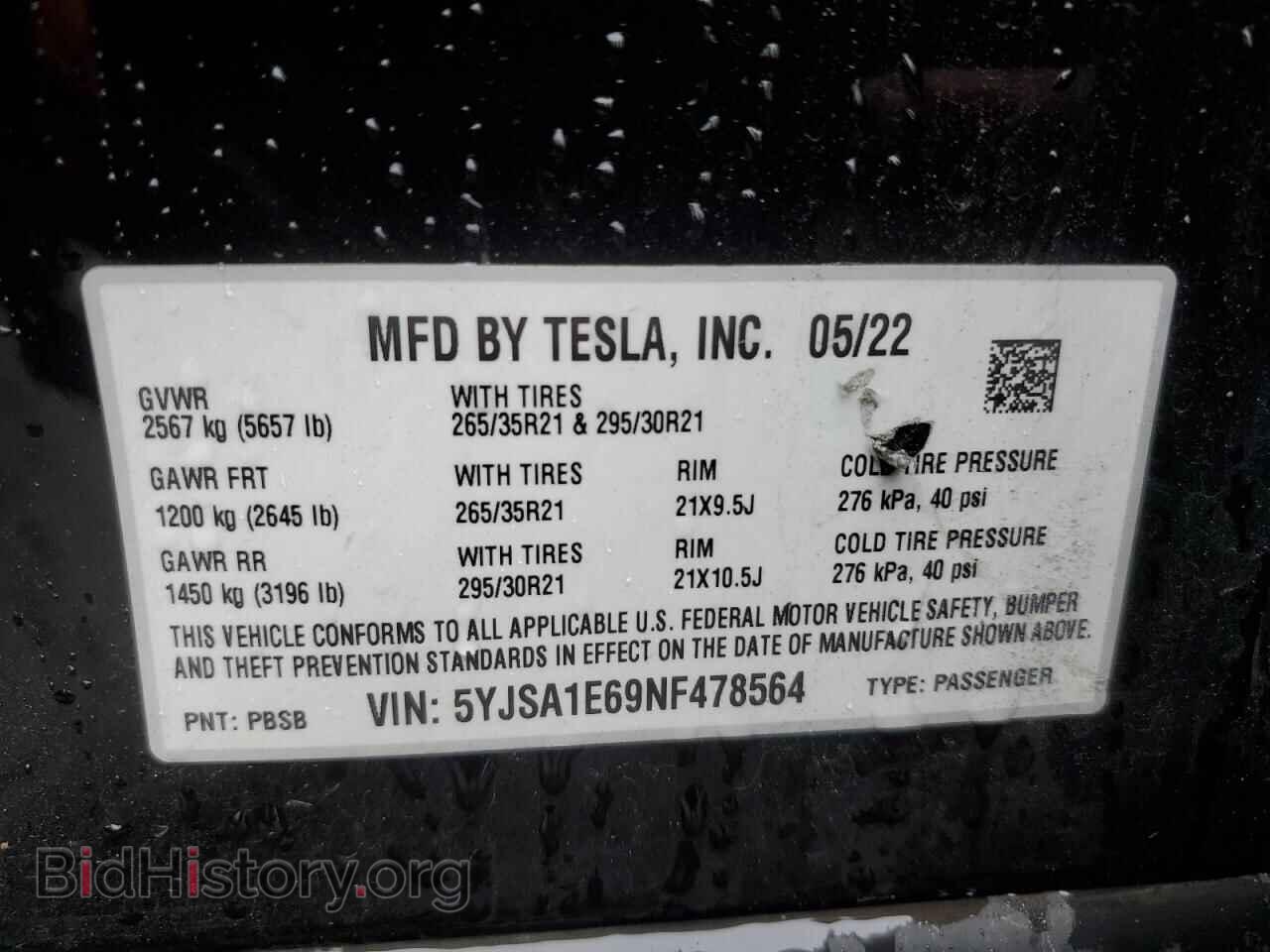 2022 TESLA MODEL S - VIN: 5YJSA1E69NF478564 - Фото 13