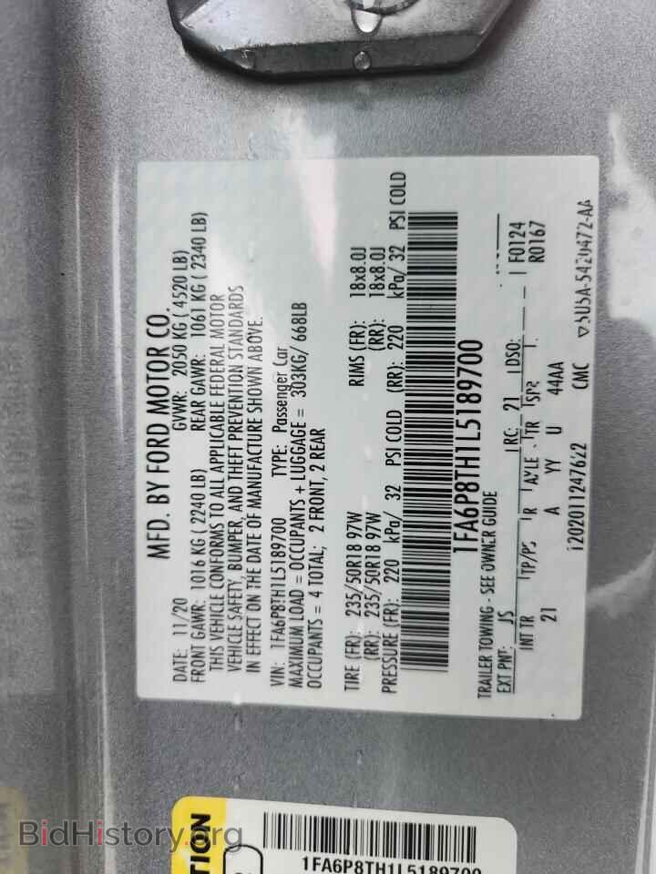 2020 FORD ALL Models - VIN: 1FA6P8TH1L5189700 - Фото 13