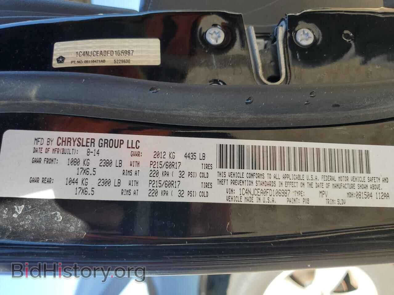 2015 JEEP COMPASS - VIN: 1C4NJCEA0FD106987 - Фото 12