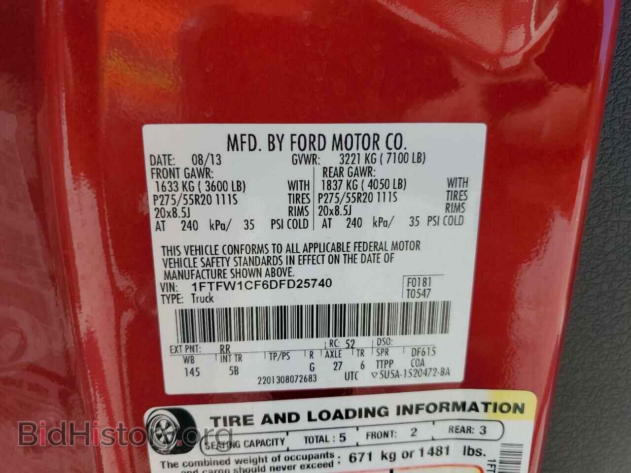2013 FORD F-150 - VIN: 1FTFW1CF6DFD25740 - Photo 13