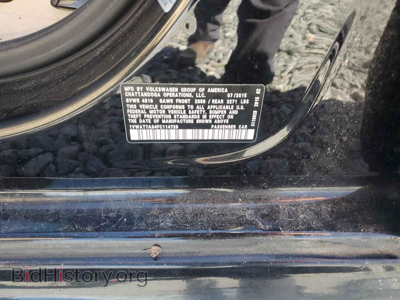 2015 VOLKSWAGEN PASSAT - VIN: 1VWAT7A34FC114729 - Фото 12