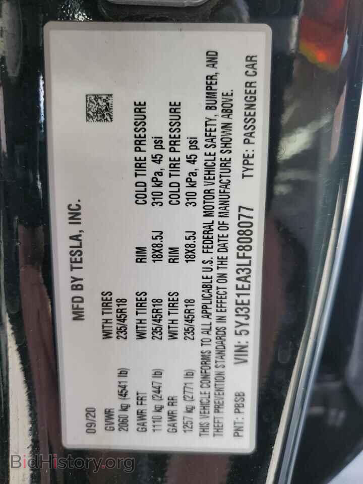 2020 TESLA MODEL 3 - VIN: 5YJ3E1EA3LF808077 - Photo 13