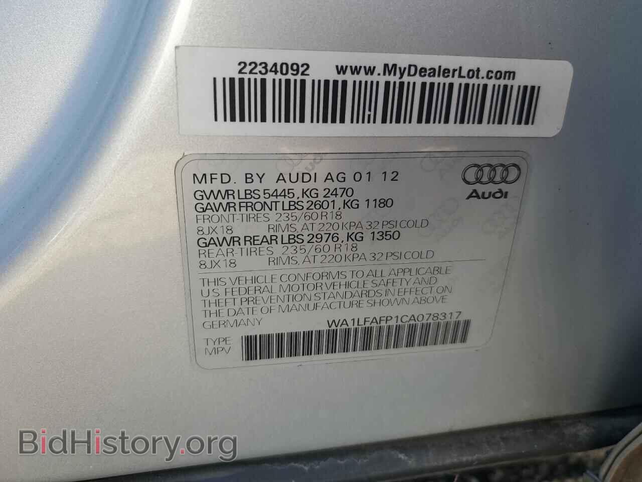 2012 AUDI Q5 - VIN: WA1LFAFP1CA078317 - Photo 12