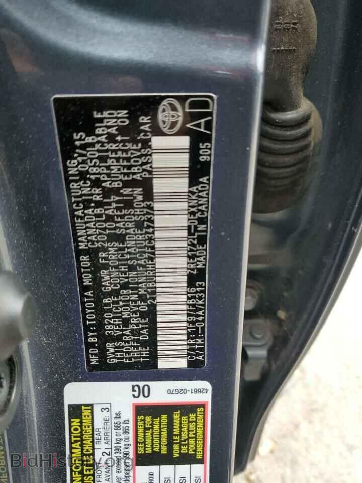 2015 TOYOTA COROLLA - VIN: 2T1BURHE7FC347373 - Фото 12