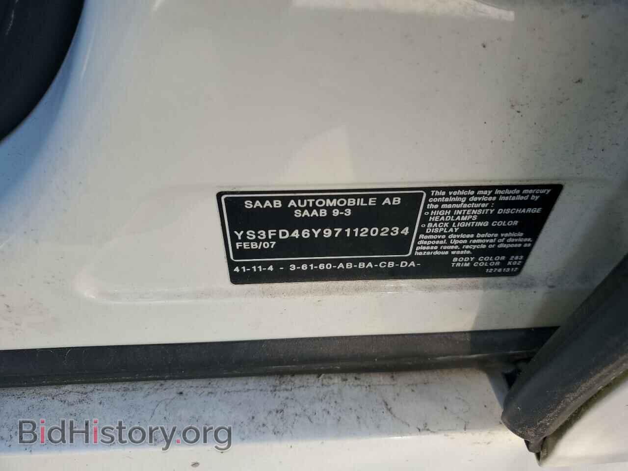 2007 SAAB 9 3 - VIN: YS3FD46Y971120234 - Фото 12