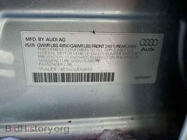 2006 AUDI A4 - VIN: WAUDF78E56A006840 - Фото 12