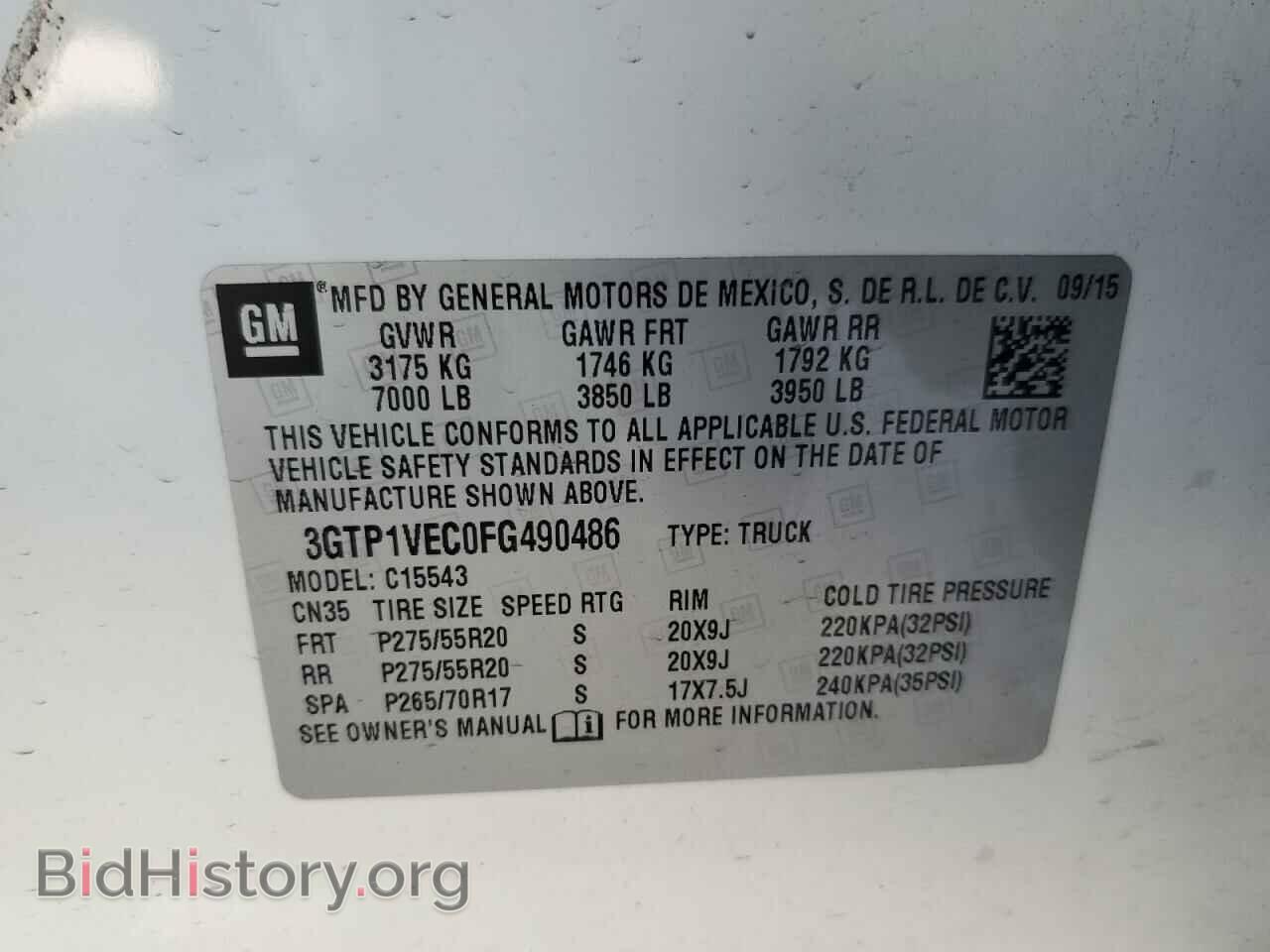 2015 GMC SIERRA - VIN: 3GTP1VEC0FG490486 - Photo 12