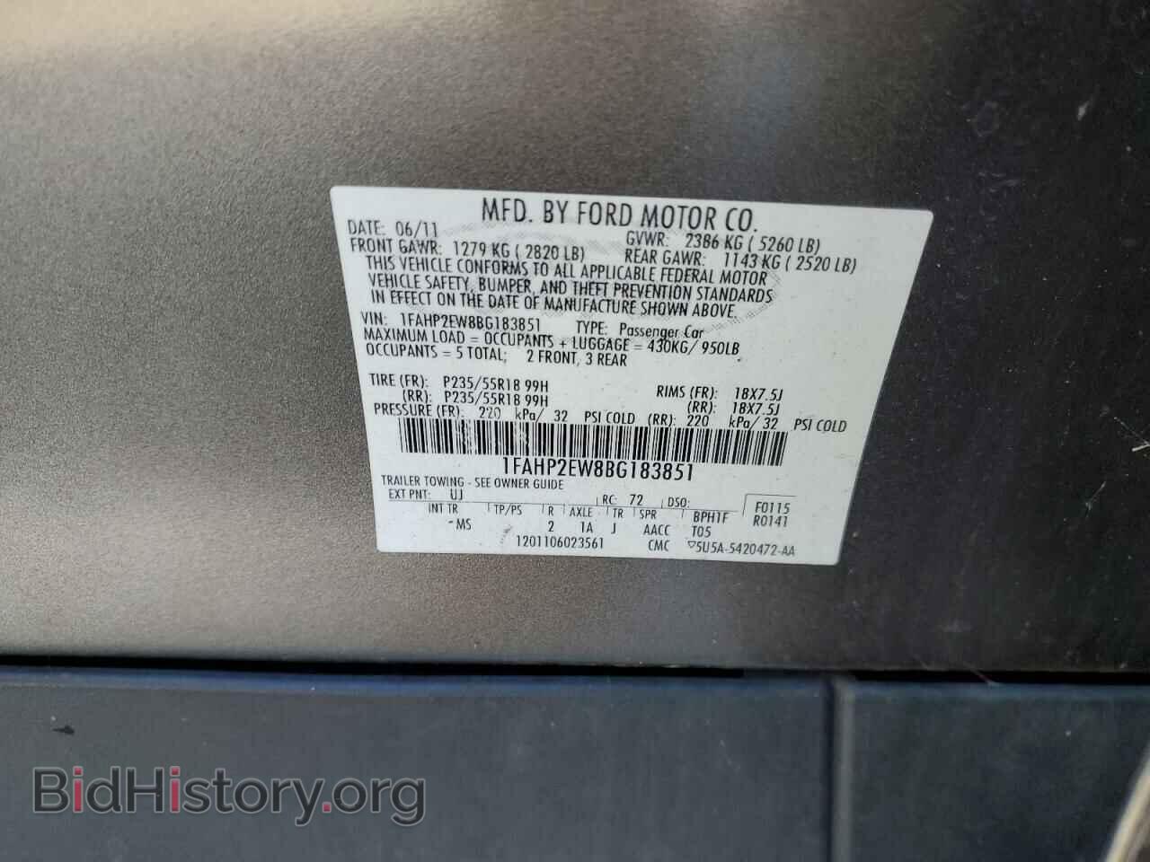2011 FORD TAURUS - VIN: 1FAHP2EW8BG183851 - Фото 12