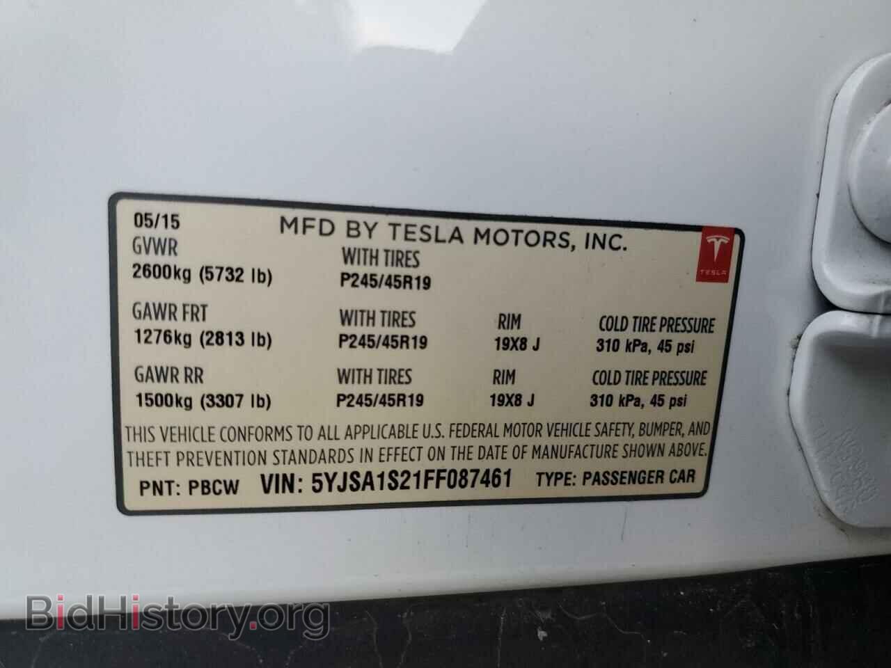 2015 TESLA MODEL S - VIN: 5YJSA1S21FF087461 - Photo 14