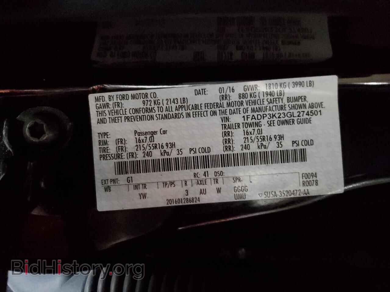 2016 FORD FOCUS - VIN: 1FADP3K23GL274501 - Фото 12