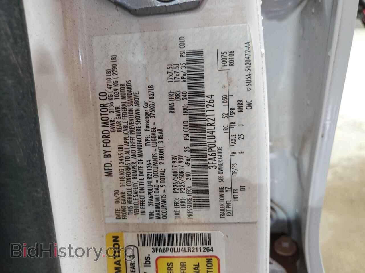 2020 FORD FUSION - VIN: 3FA6P0LU4LR211264 - Фото 13