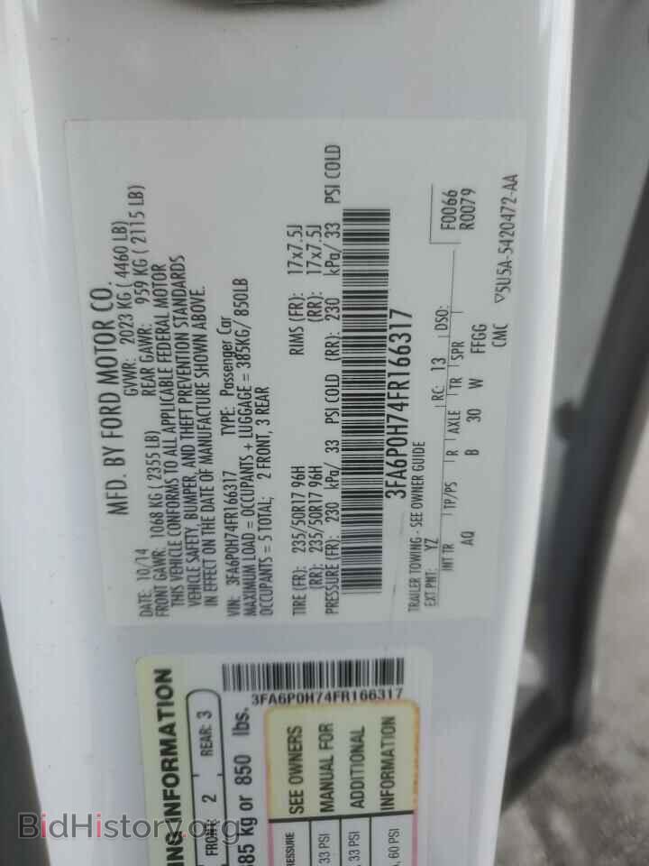 2015 FORD FUSION - VIN: 3FA6P0H74FR166317 - Фото 12