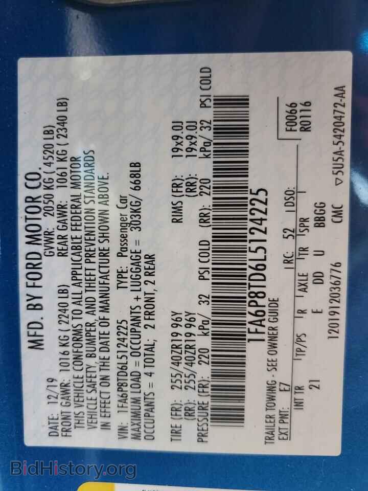 2020 FORD ALL Models - VIN: 1FA6P8TD6L5124225 - Фото 13