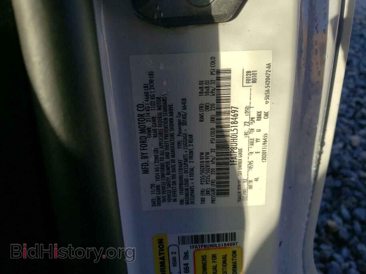 2020 FORD ALL Models - VIN: 1FATP8UH0L5184697 - Фото 12