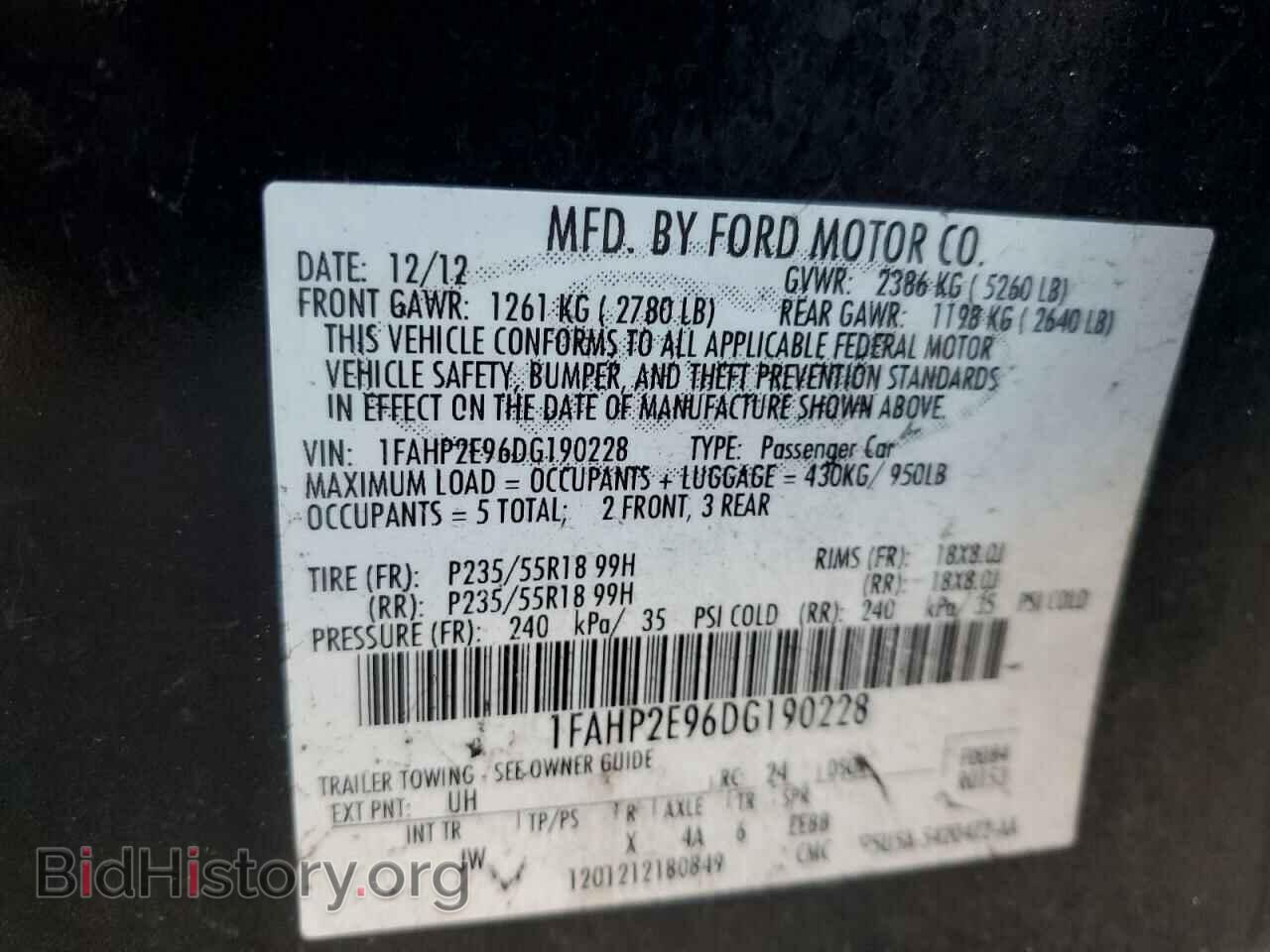 2013 FORD TAURUS - VIN: 1FAHP2E96DG190228 - Фото 12