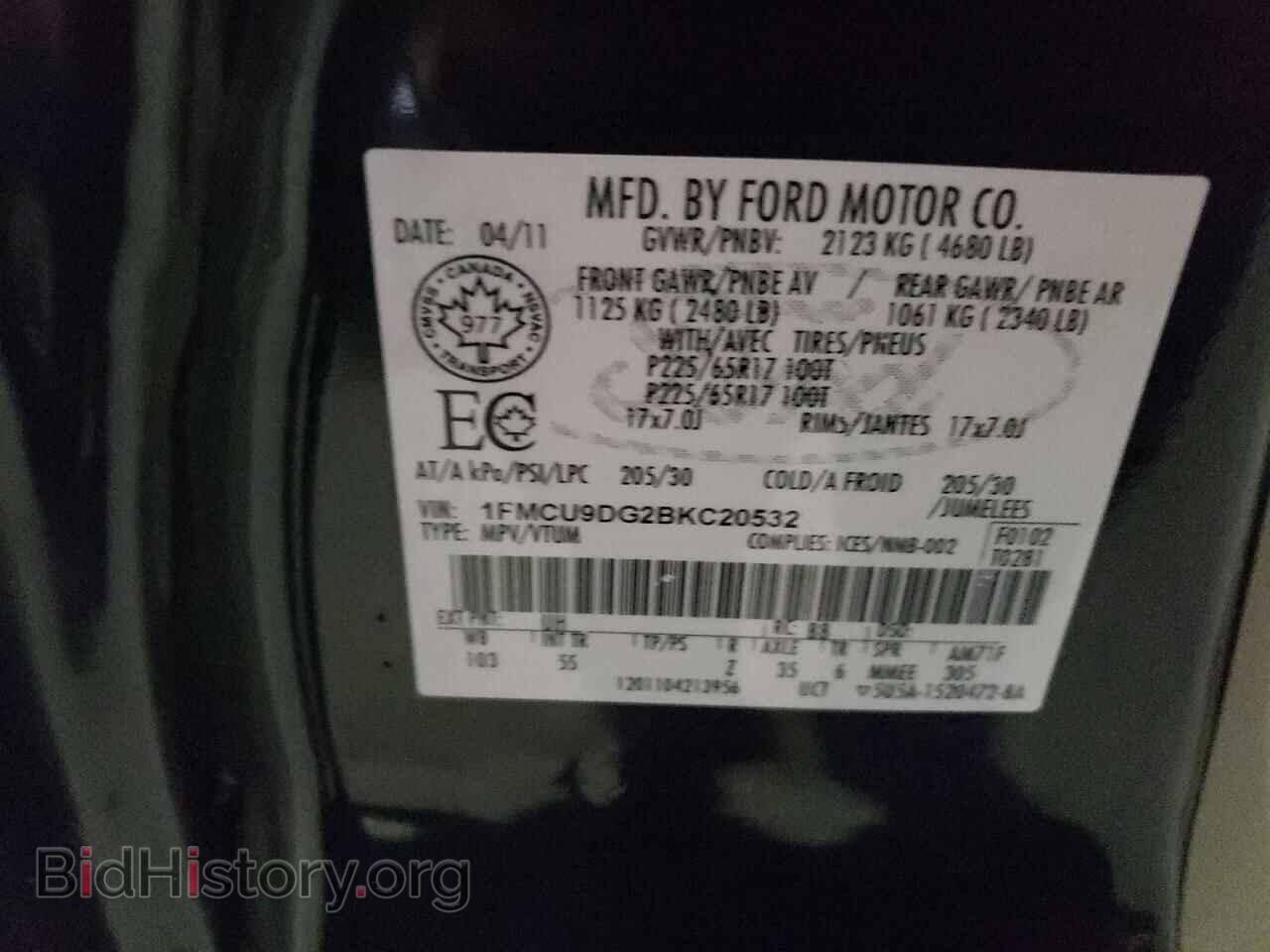 2011 FORD ESCAPE - VIN: 1FMCU9DG2BKC20532 - Фото 13