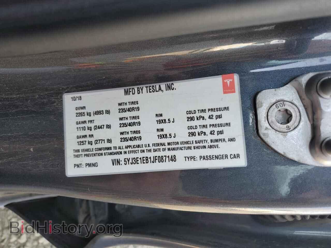 2018 TESLA MODEL 3 - VIN: 5YJ3E1EB1JF087148 - Фото 12