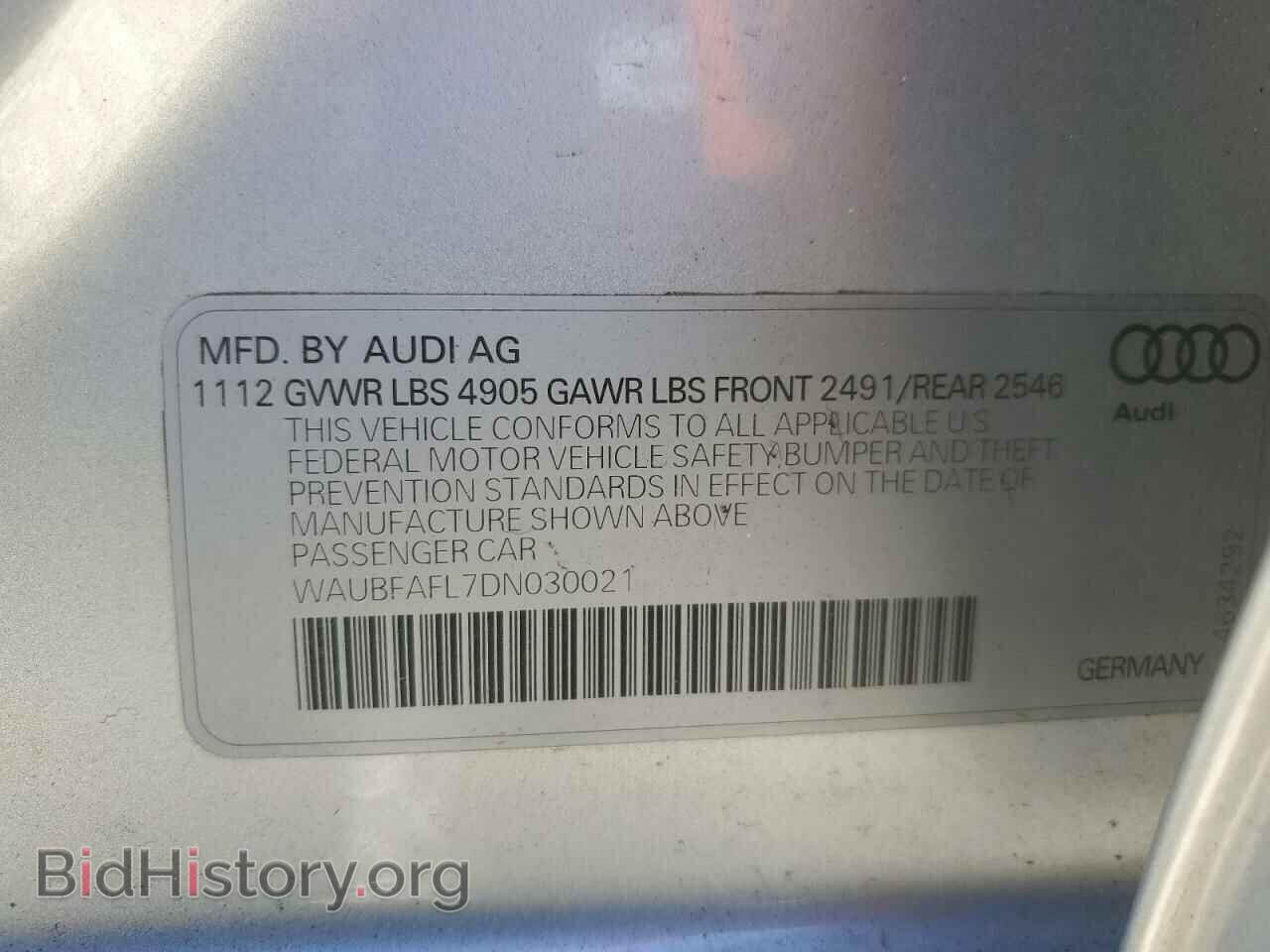 2013 AUDI A4 - VIN: WAUBFAFL7DN030021 - Фото 13