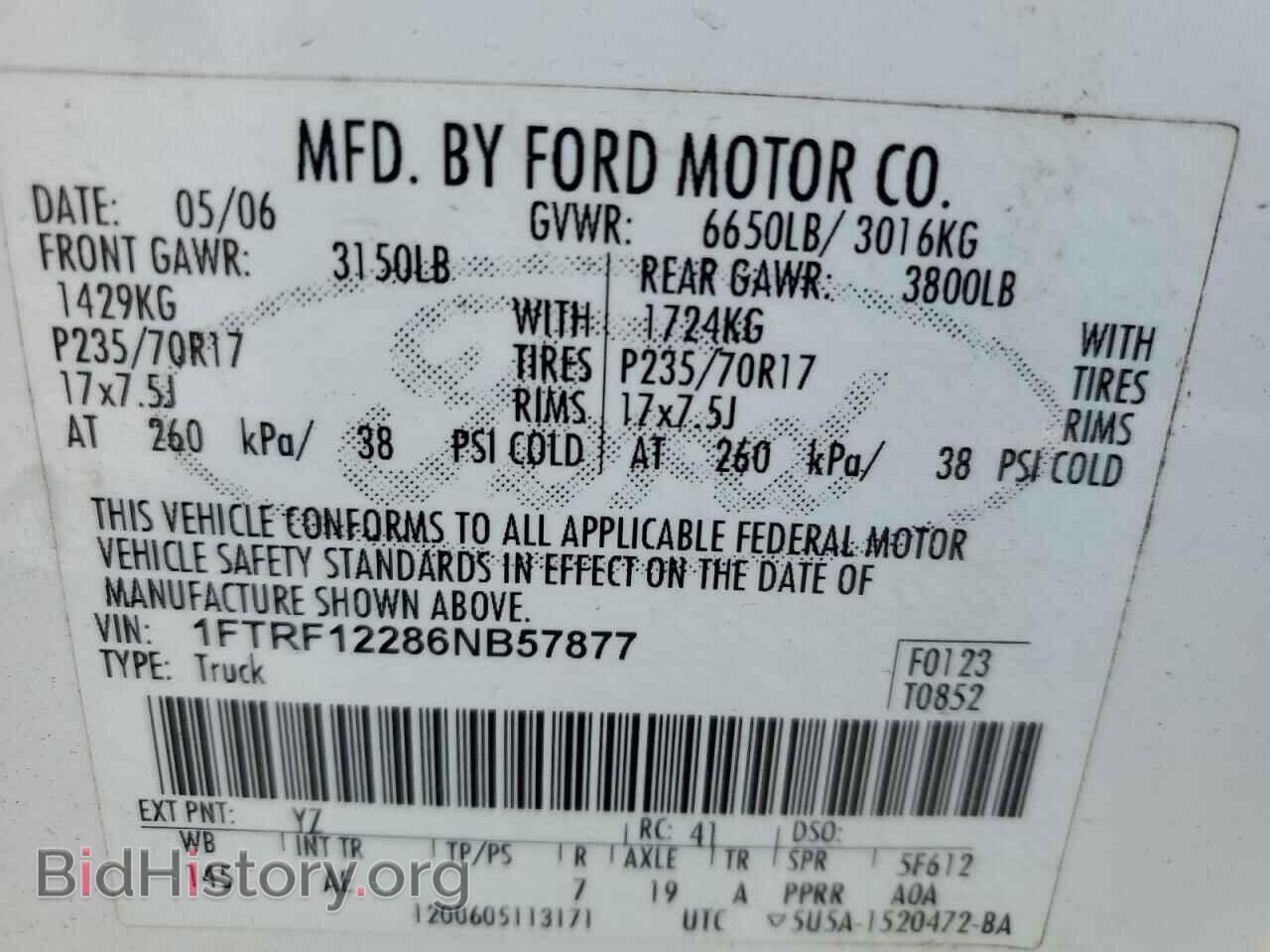 2006 FORD All Models - VIN: 1FTRF12286NB57877 - Фото 12