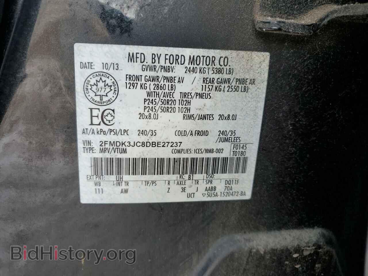2013 FORD EDGE - VIN: 2FMDK3JC8DBE27237 - Photo 13