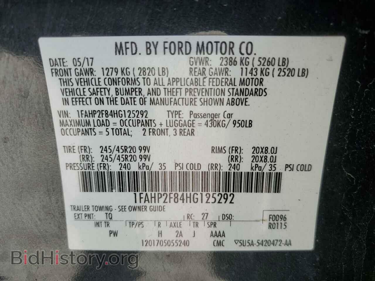 2017 FORD TAURUS - VIN: 1FAHP2F84HG125292 - Фото 12