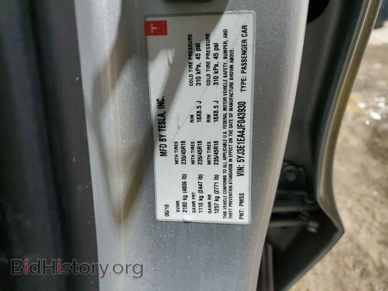 2018 TESLA MODEL 3 - VIN: 5YJ3E1EA4JF043930 - Фото 14