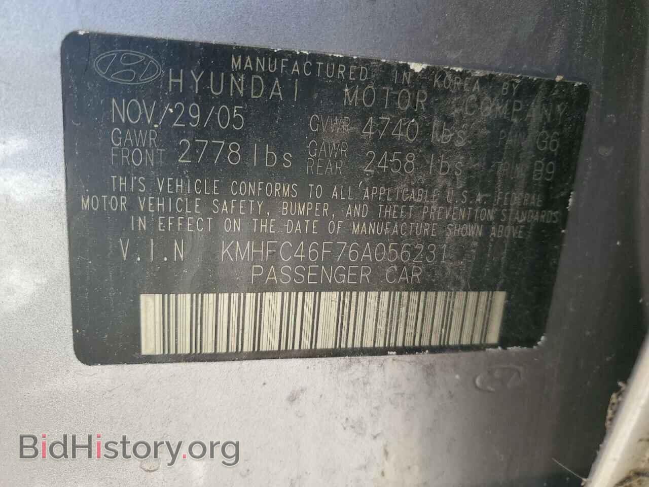 2006 HYUNDAI AZERA - VIN: KMHFC46F76A056231 - Фото 12