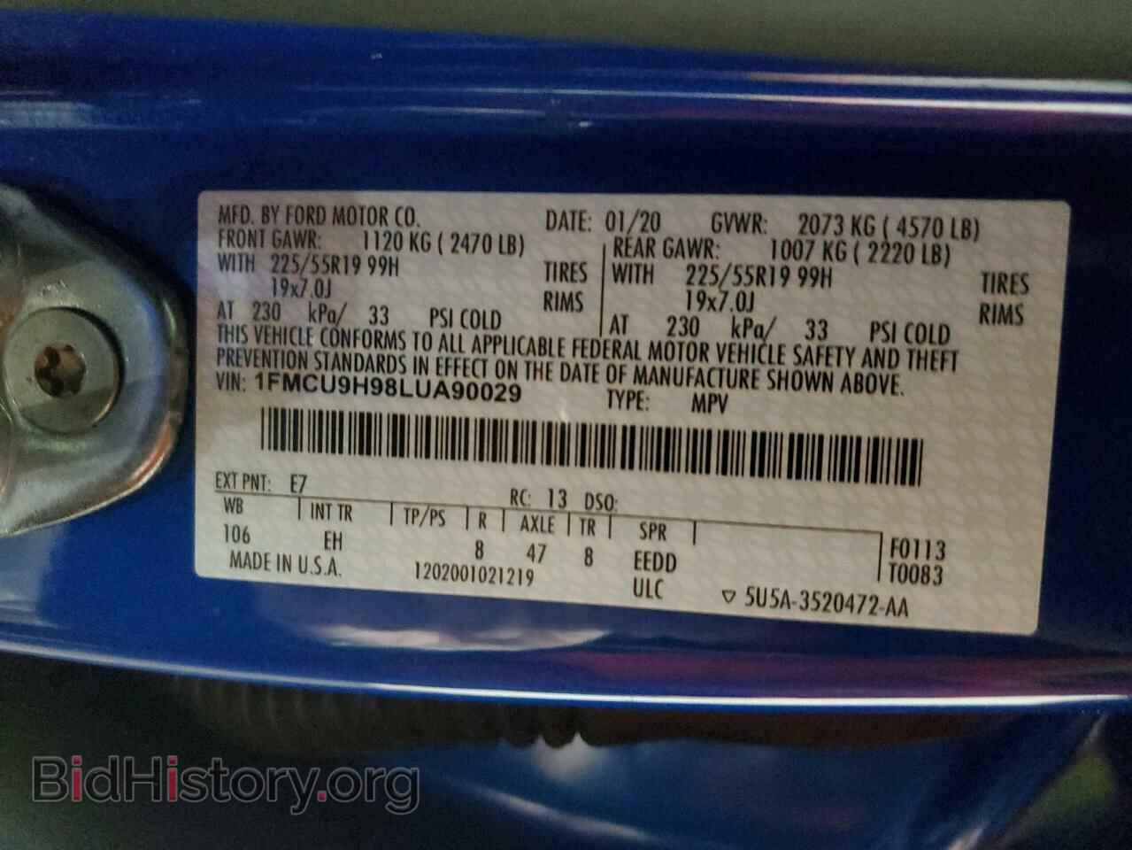 2020 FORD ESCAPE - VIN: 1FMCU9H98LUA90029 - Photo 13