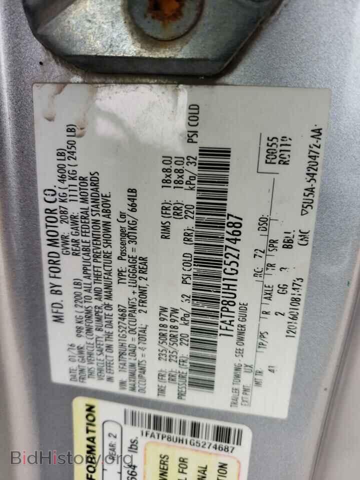 2016 FORD ALL Models - VIN: 1FATP8UH1G5274687 - Фото 12