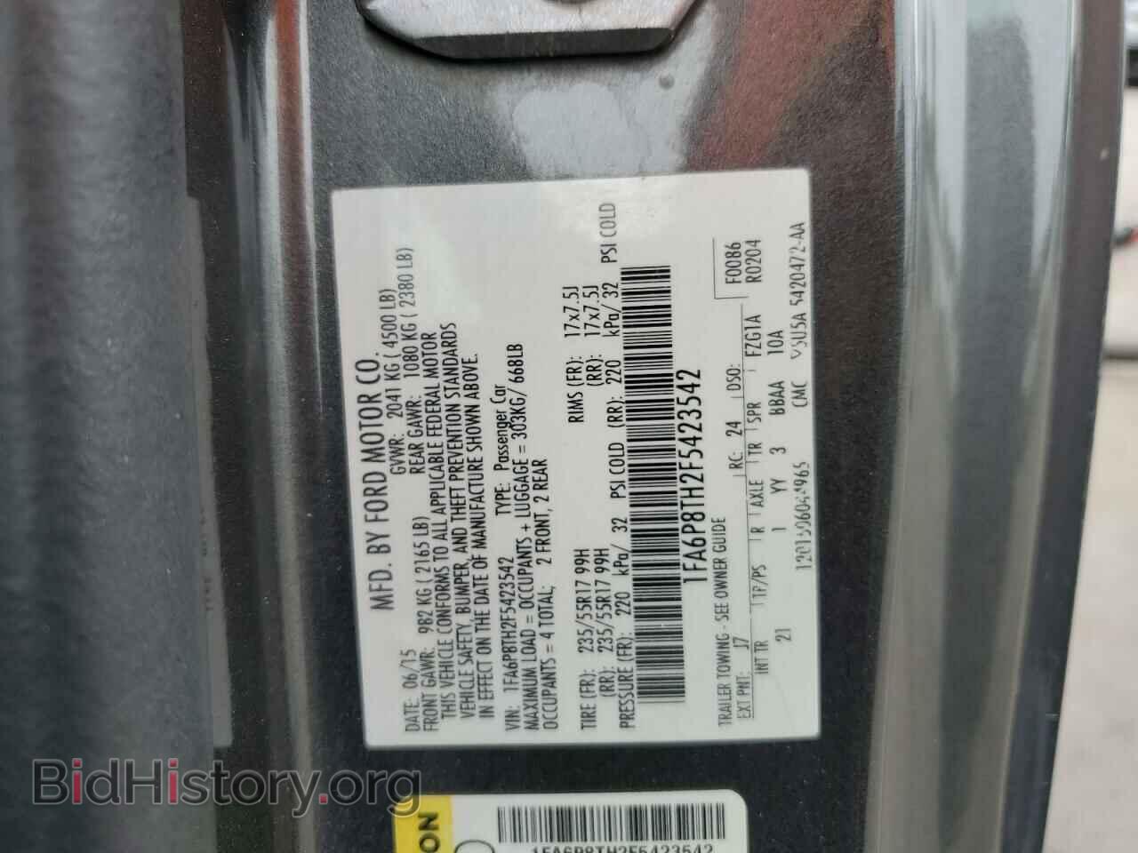 2015 FORD ALL Models - VIN: 1FA6P8TH2F5423542 - Фото 12