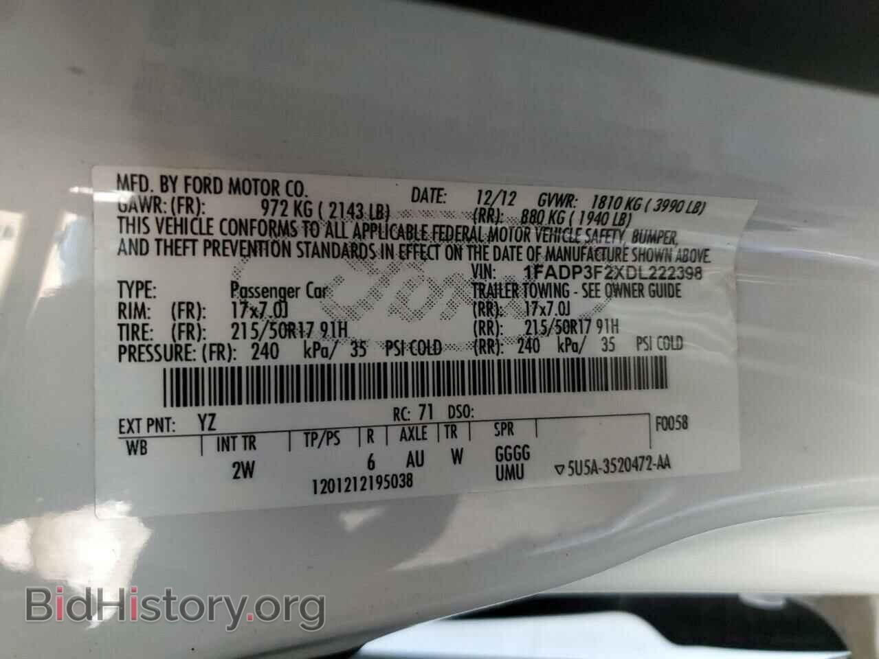 2013 FORD FOCUS - VIN: 1FADP3F2XDL222398 - Фото 12
