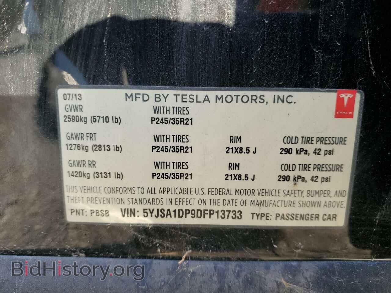 2013 TESLA MODEL S - VIN: 5YJSA1DP9DFP13733 - Photo 13